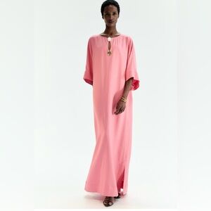 H&M Limited Edition Maxi Kaftan Dress with Keyhole Opening XS/S & M/L (pink) NWT